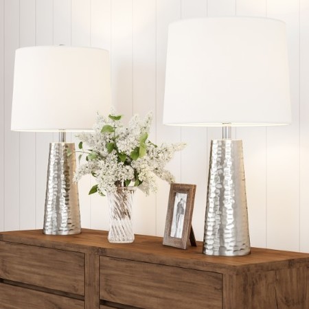 HASTINGS HOME Hastings Home Hammered Metal LED Table Lamp Set 765835DFI